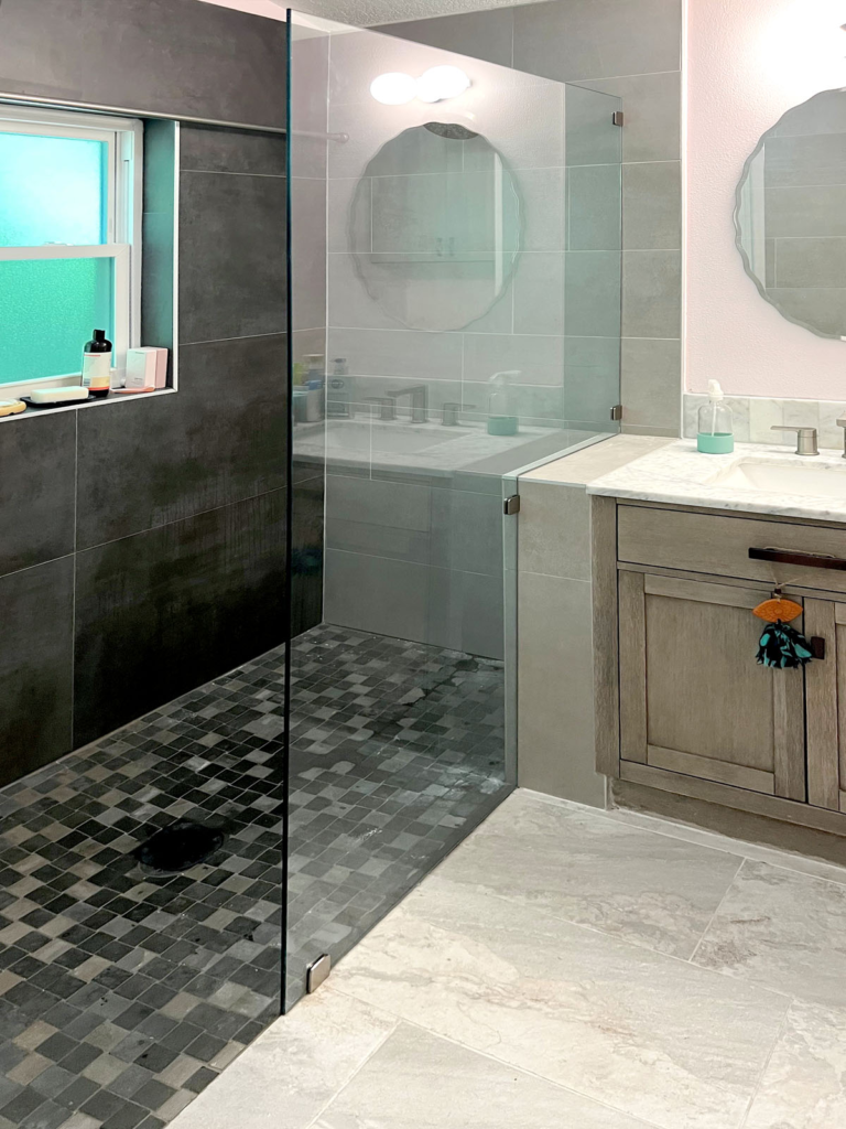 Notched Frameless Shower Panel