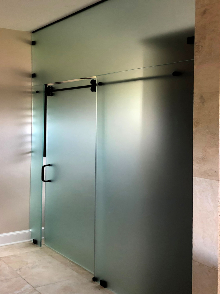 Water Closet Barn Door – Satin Glas