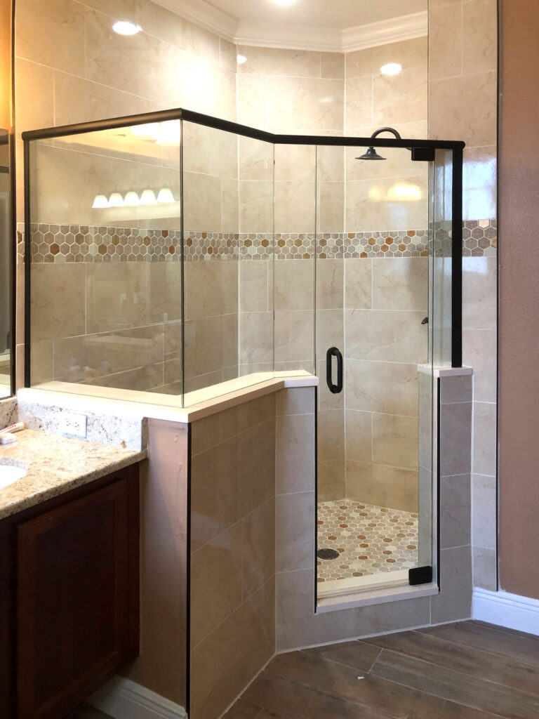 Angular Frameless Shower Enclosure